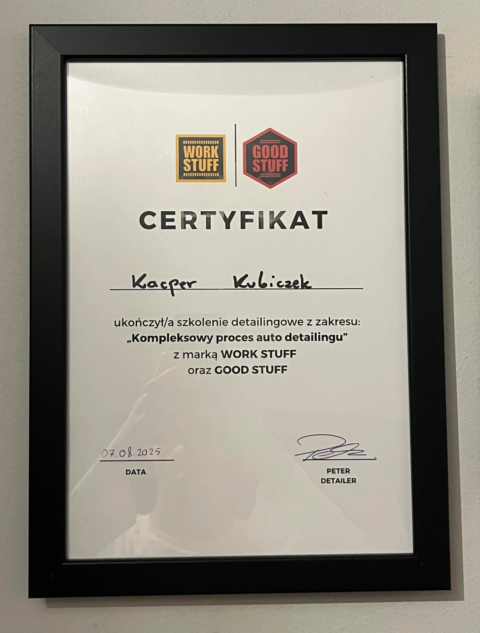 Certyfikat specjalisty detailingu