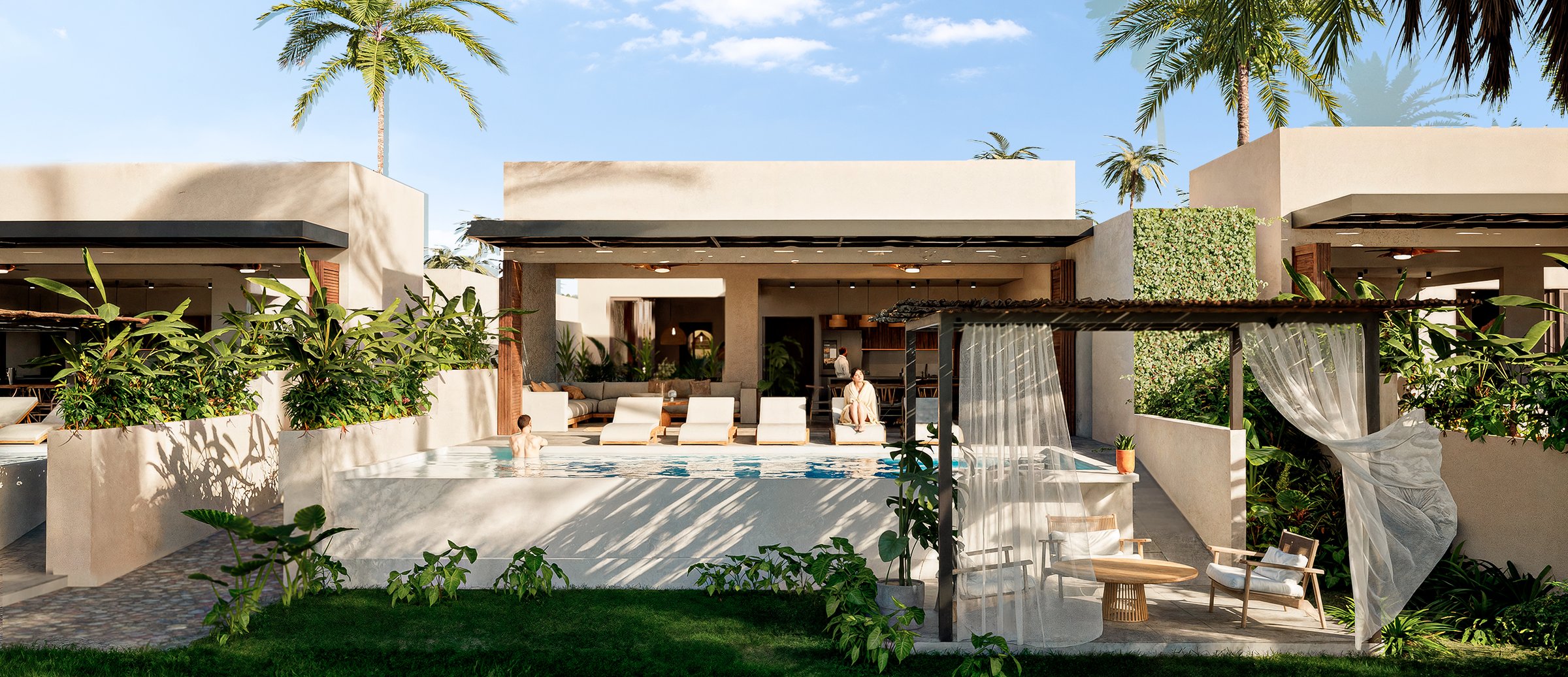 Exterior de la villa frente al mar