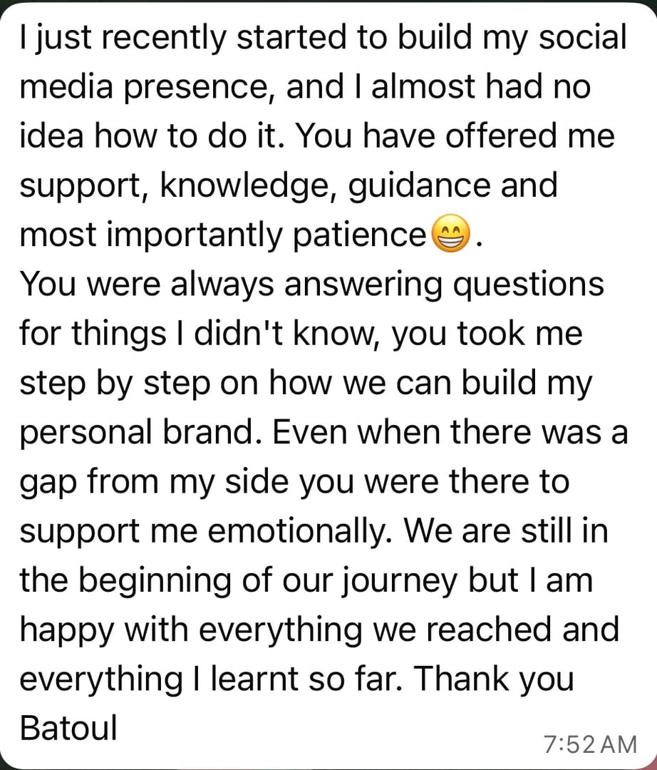 رأي عميل في خدمة بناء العلامة الشخصية