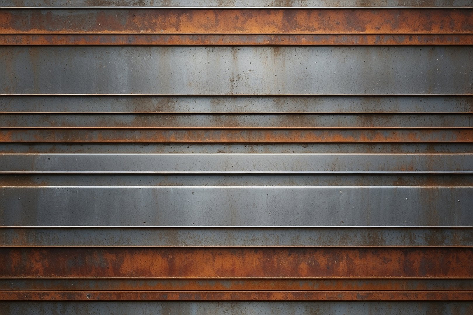 Old rusted metallic surface with horzontal lines.