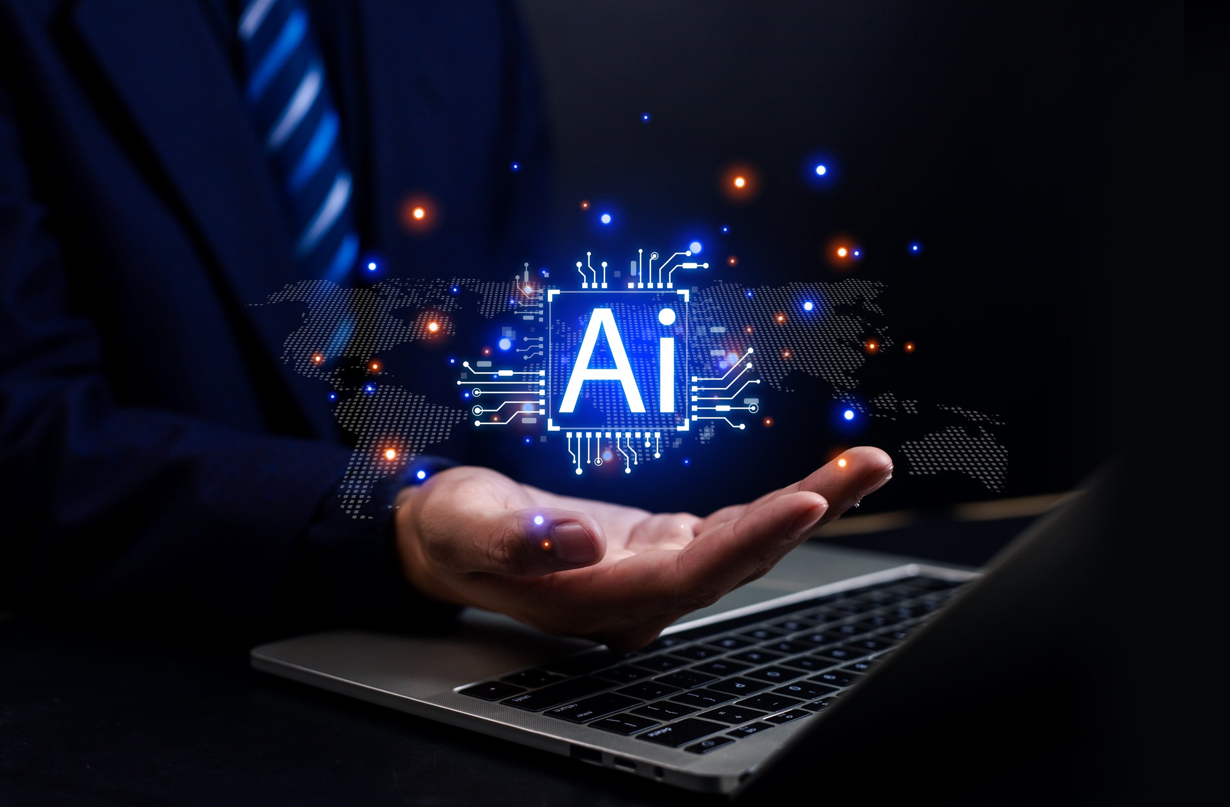 AI Technology Artificial Intelligence Humans use intelligent robot technology to create complex data sets Data mining Artificial intelligence Machine learning Business analytics
