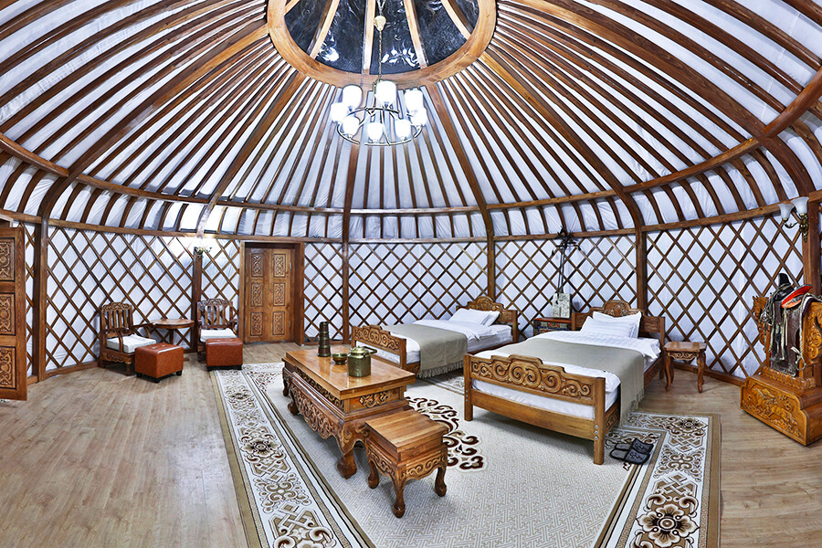 Traditional Mongolian ger (yurt) showcasing nomadic architecture and dwelling heritage
