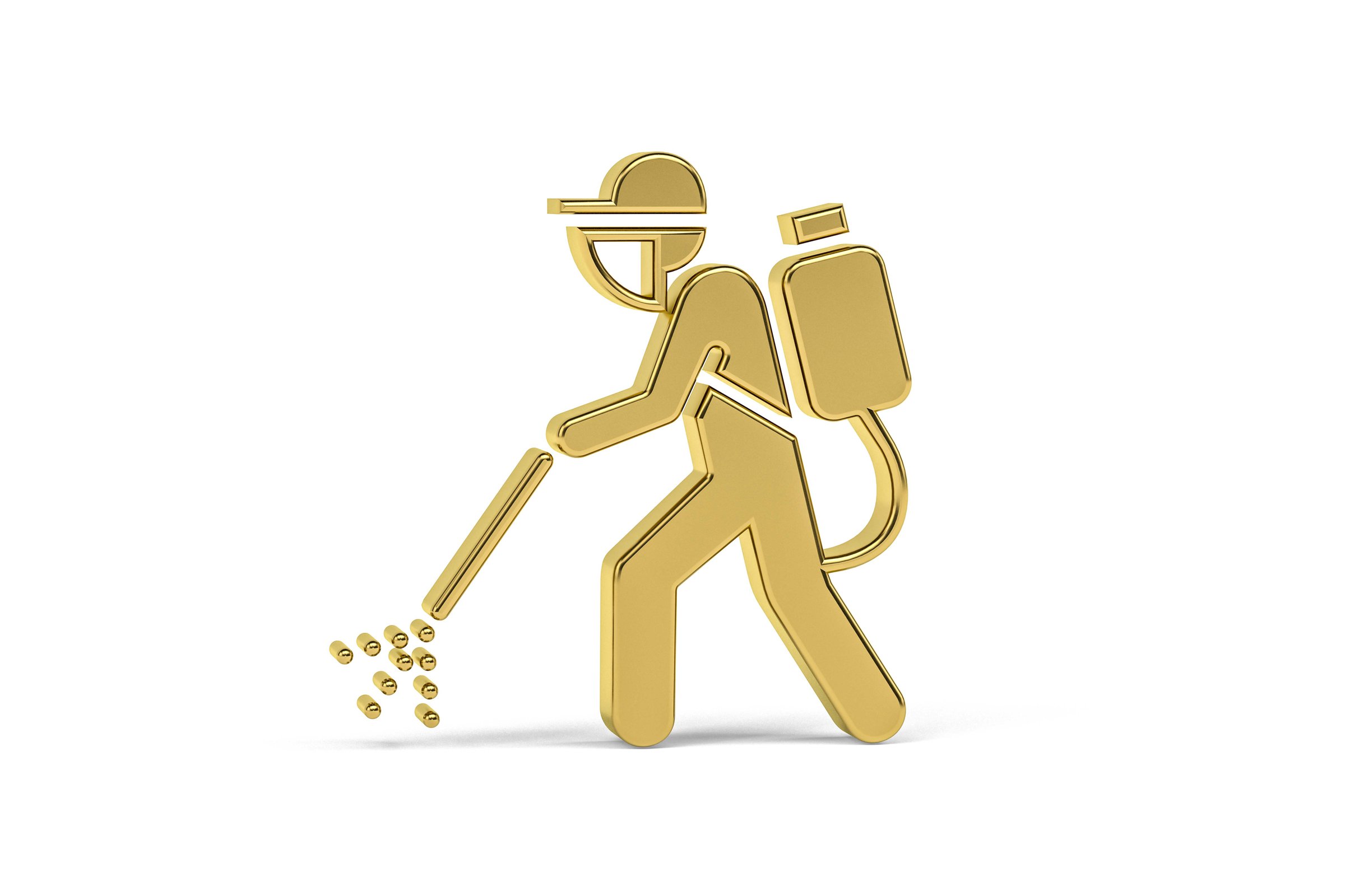 Golden 3d pest control icon isolated on white background - 3d render