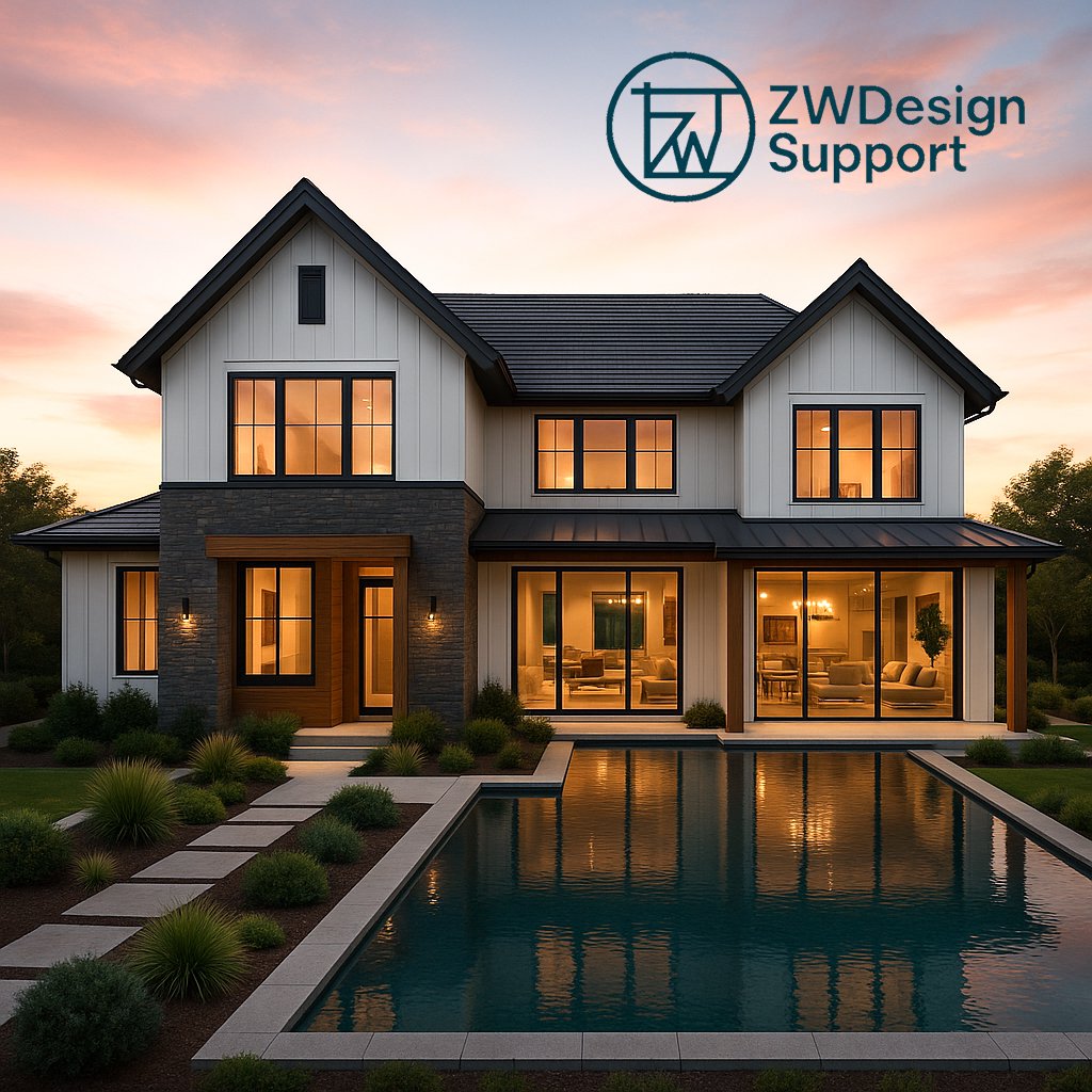 Custom home architectural design by ZW Design Support