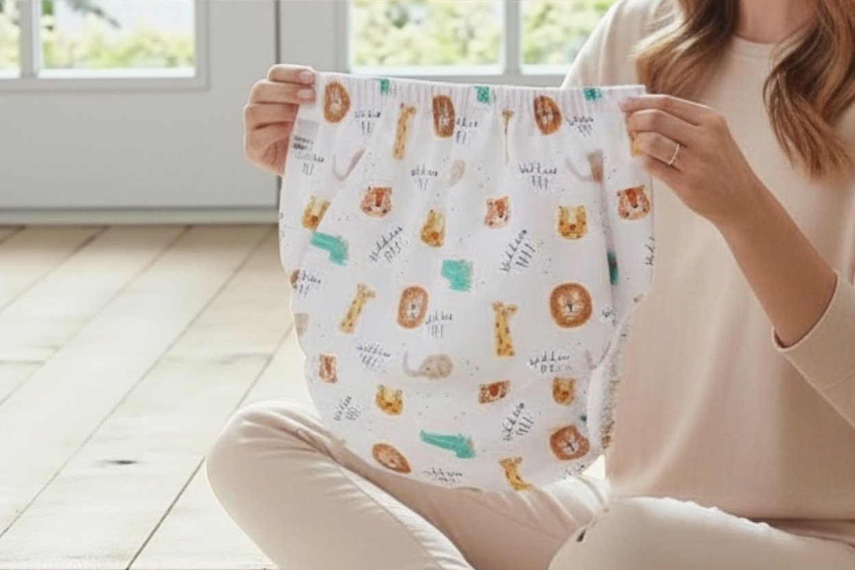 ABDL Kinksters exclusive Comfort Haven adult cloth diaper in Little Explorer design featuring adorable playful pattern available only through ABDL Kinksters stockist