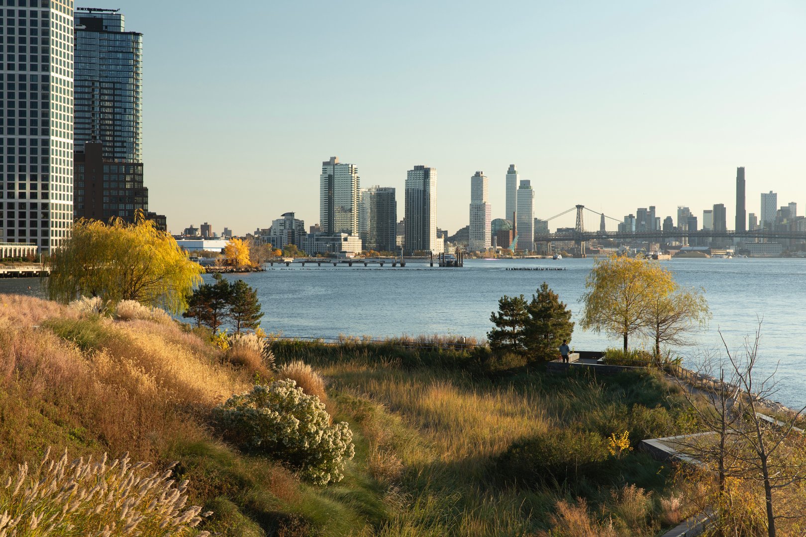 Hunters Point South Park view of the East River and Brooklyn waterfront