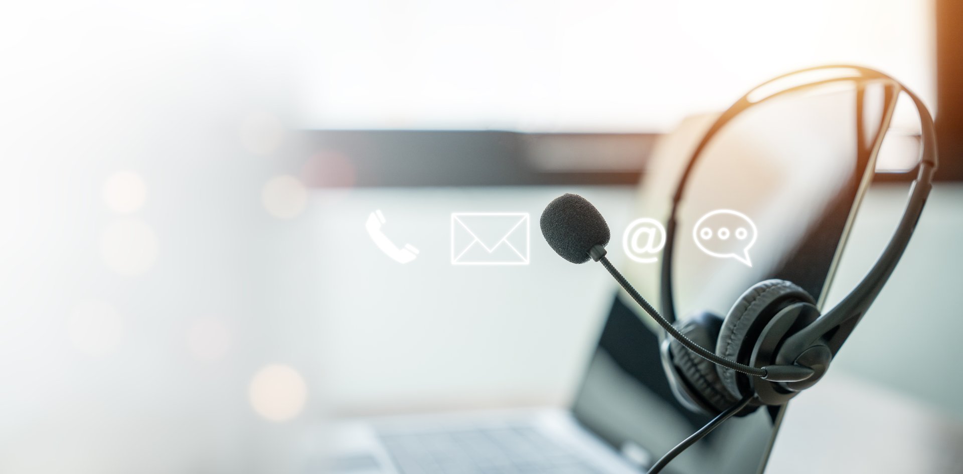 Contact us,Headset and customer support equipment, telephone help concept