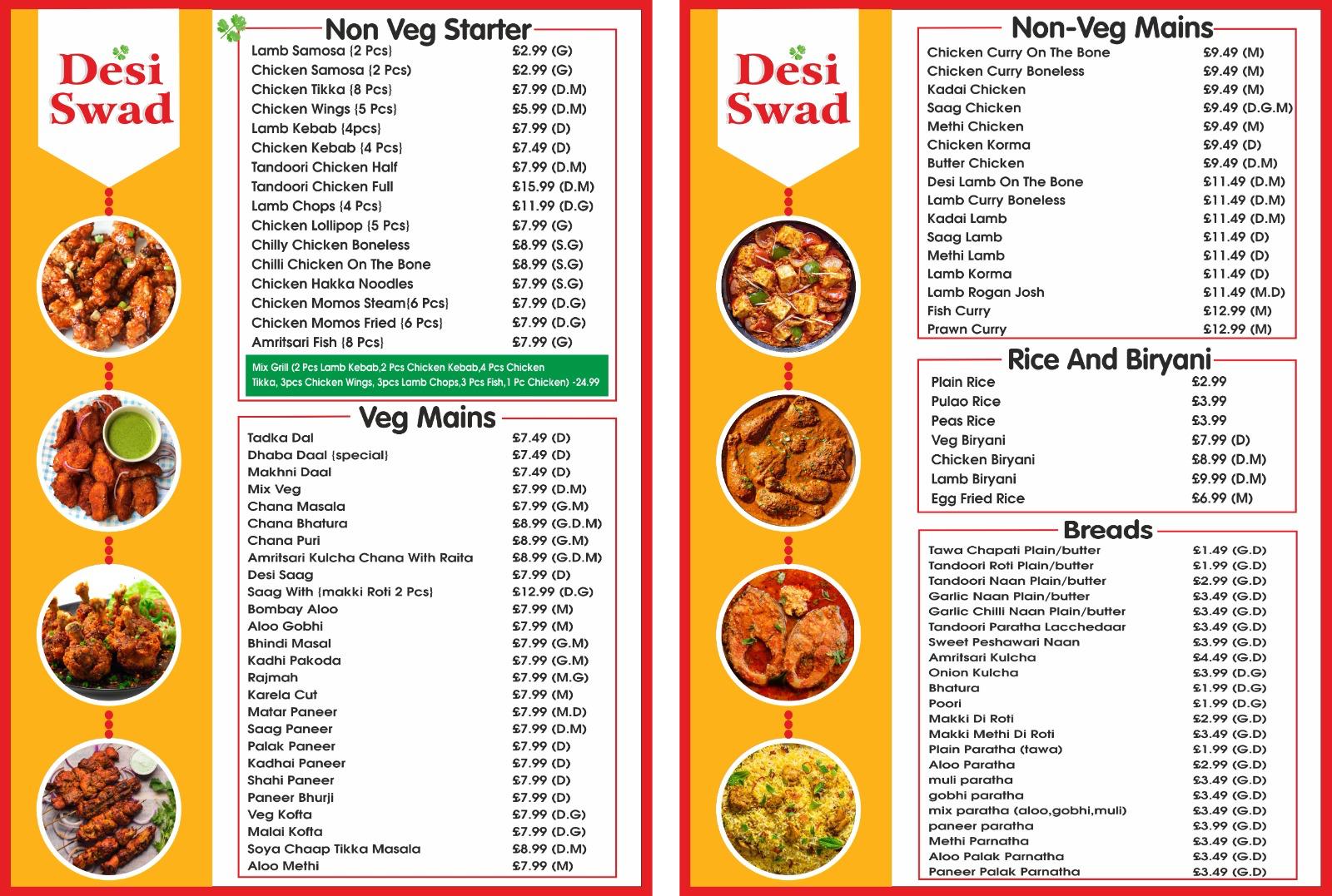 Desi Swad Menu Page 2