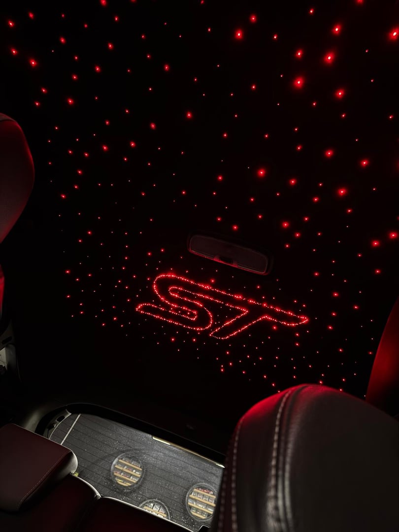 Star headliner inside of a suv