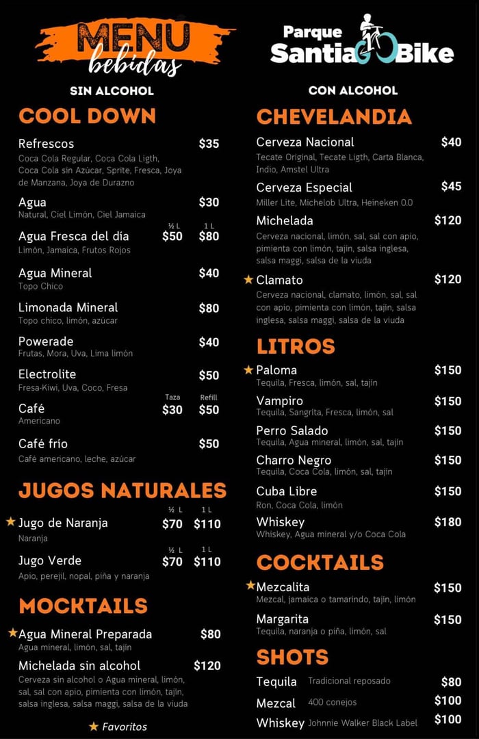 Bebidas del restaurante