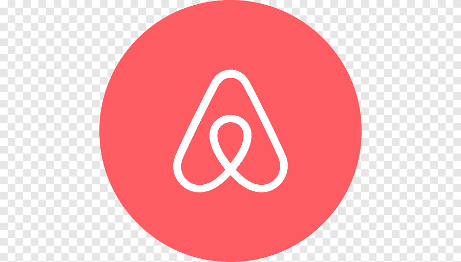 Airbnb logo on a red circular background with a white stylized "A" shape in the center.