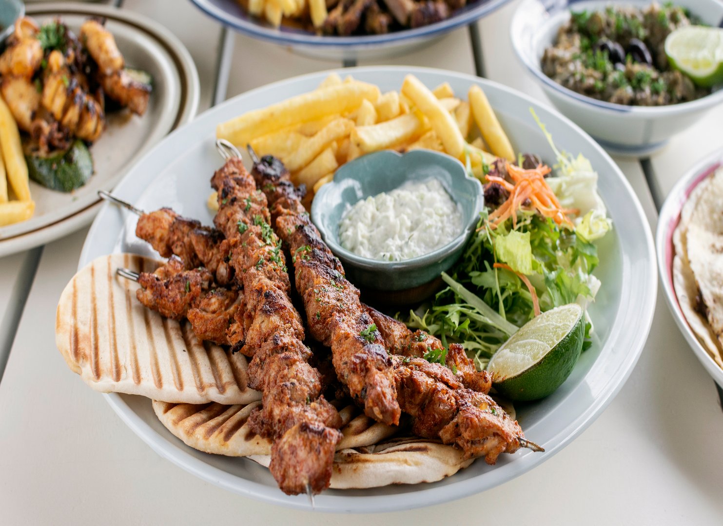BBQ chicken skewer plate