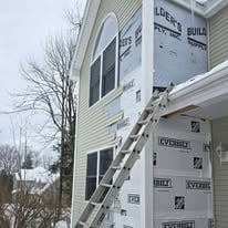 Siding installation work in progress