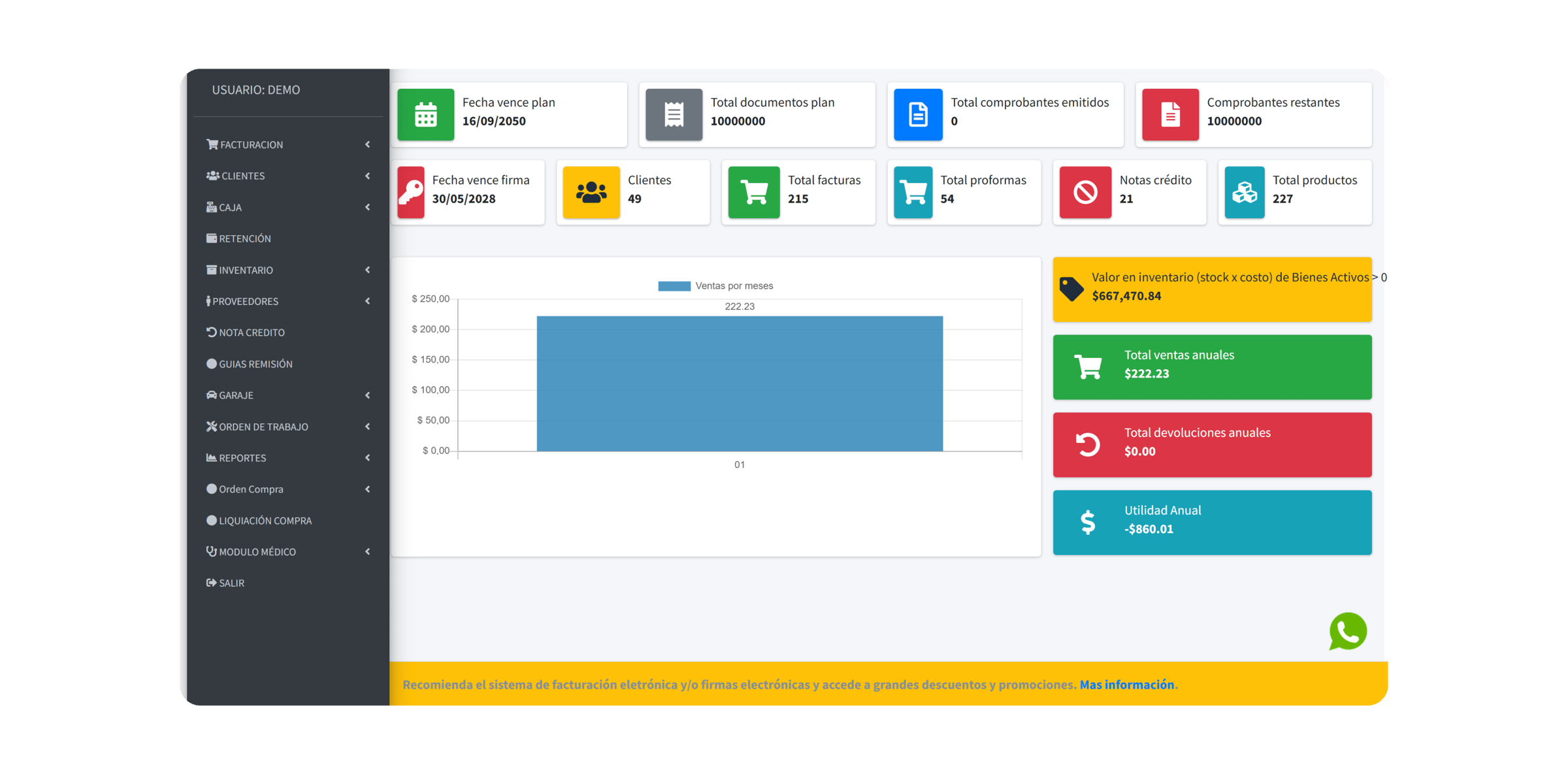Sistema de Facturación TUfactur - Dashboard