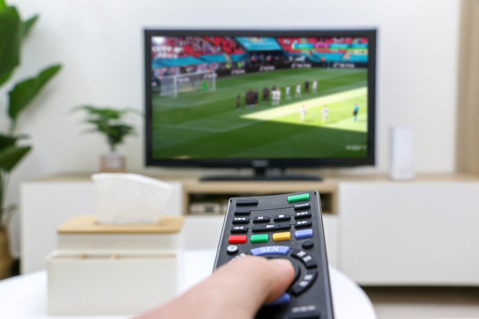 Menonton sepak bola di rumah