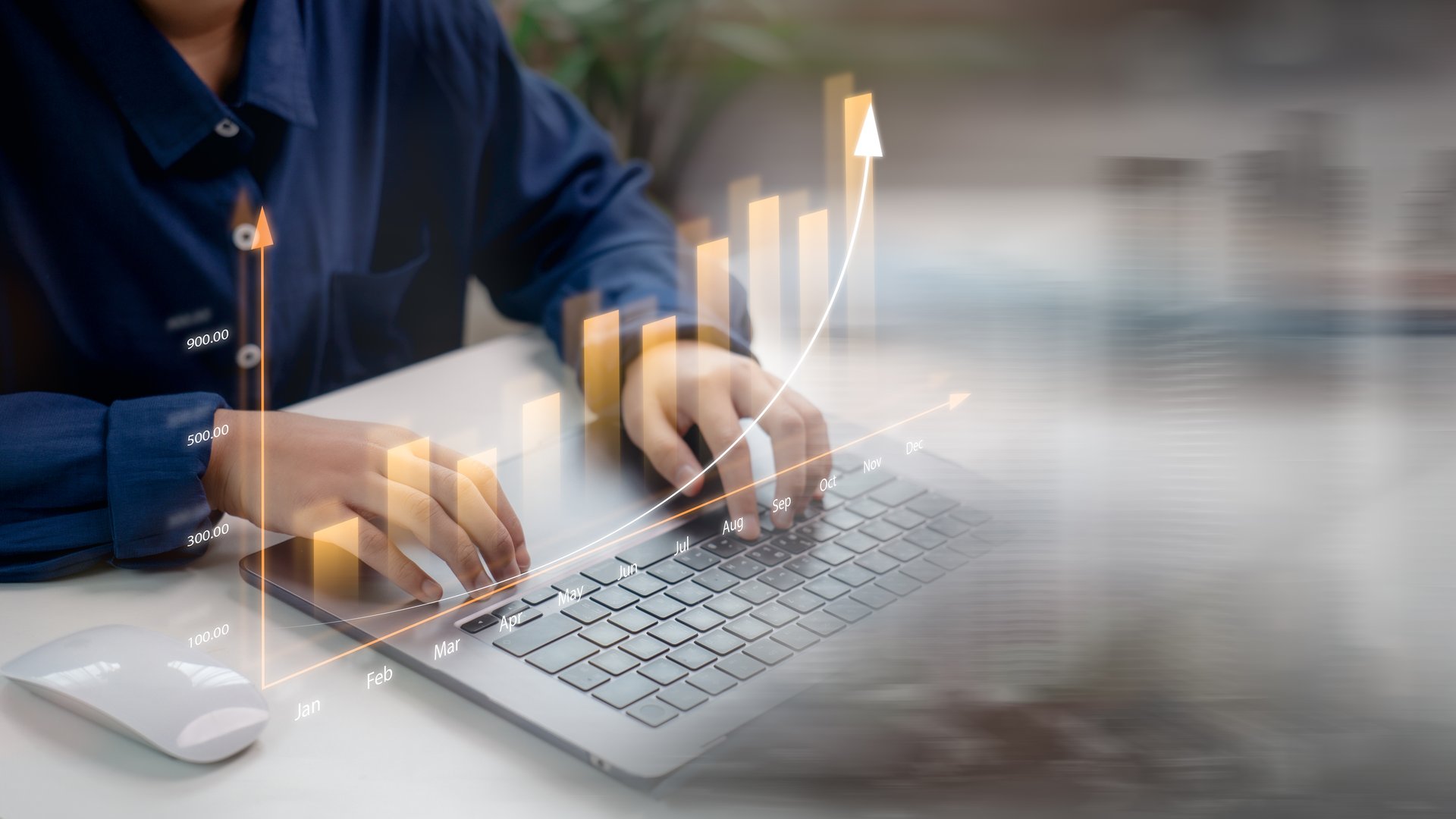 Análisis de datos financieros y gráficos de crecimiento empresarial