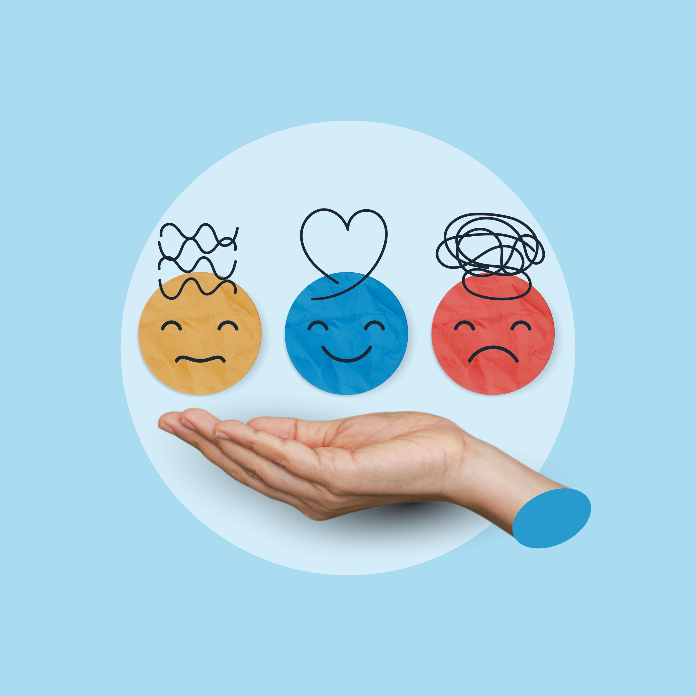 Hand holding paper cut circle symbol