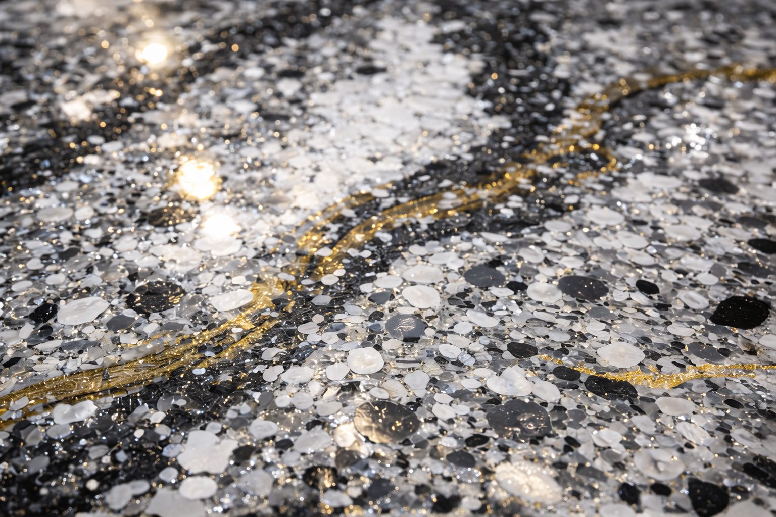 Marble finish epoxy flooring with sophisticated veining