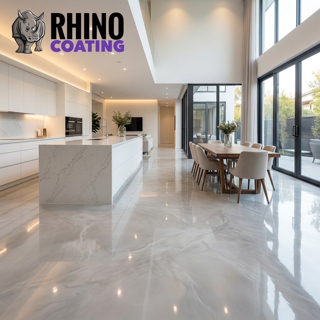 Beautiful epoxy floor installation in residential home