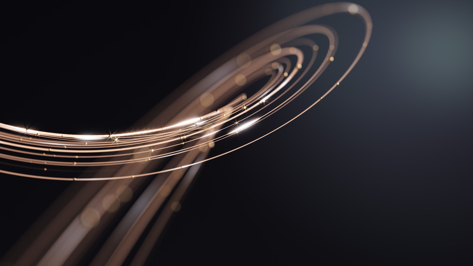 Golden spiral wave forming circular abstract motion with golden lines. 3d rendering luxury design, abstractb new year celebration background.