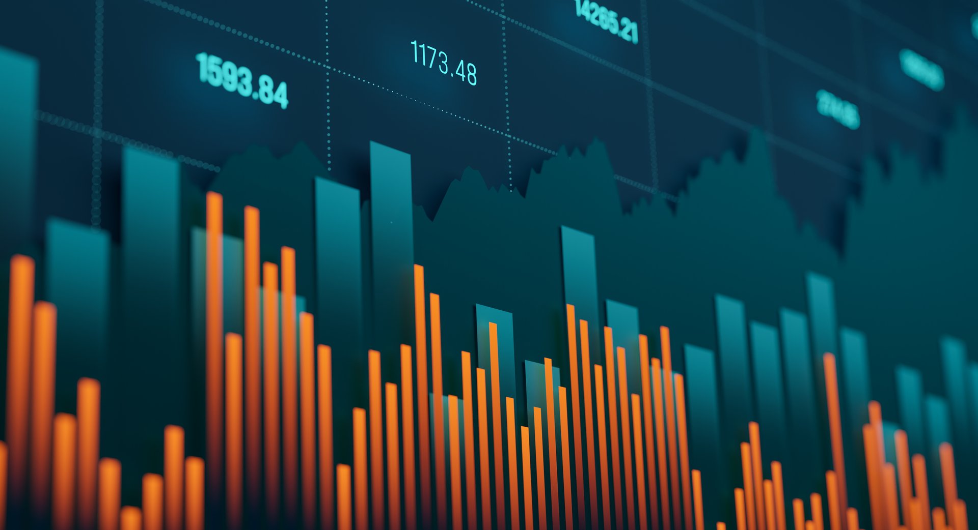 Bar graph, chart and data, abstract stock market and exchange concept. Business, financial figures, investment, research, tading and analyzing.