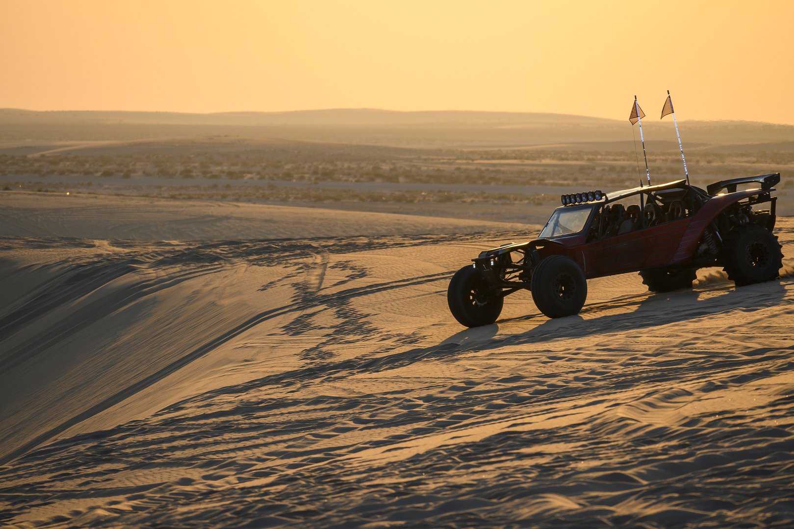 Buggy off-road vehicle and views on desert safari tour in Doha, Qatar
