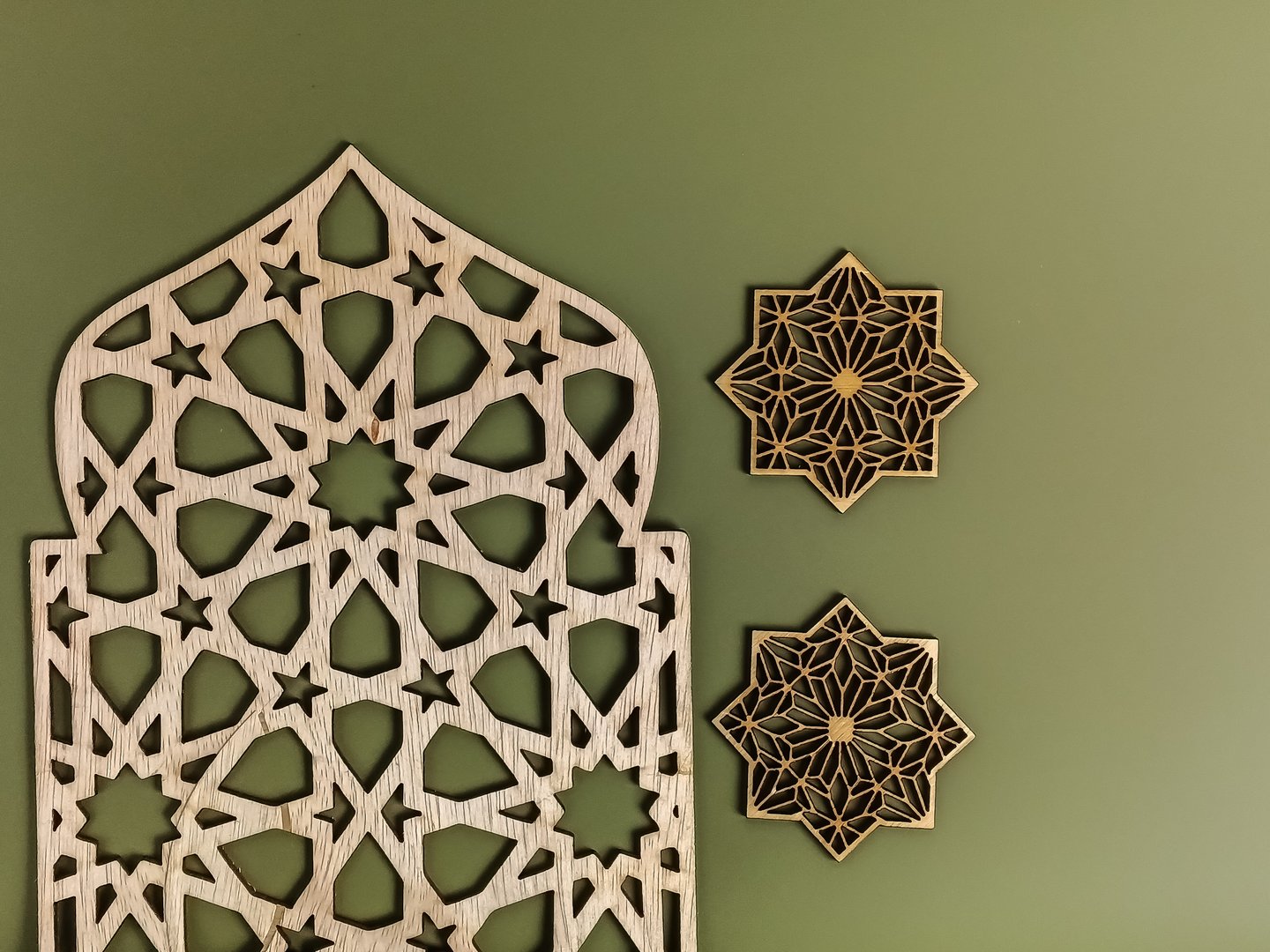 Islamic geometric wooden ornaments