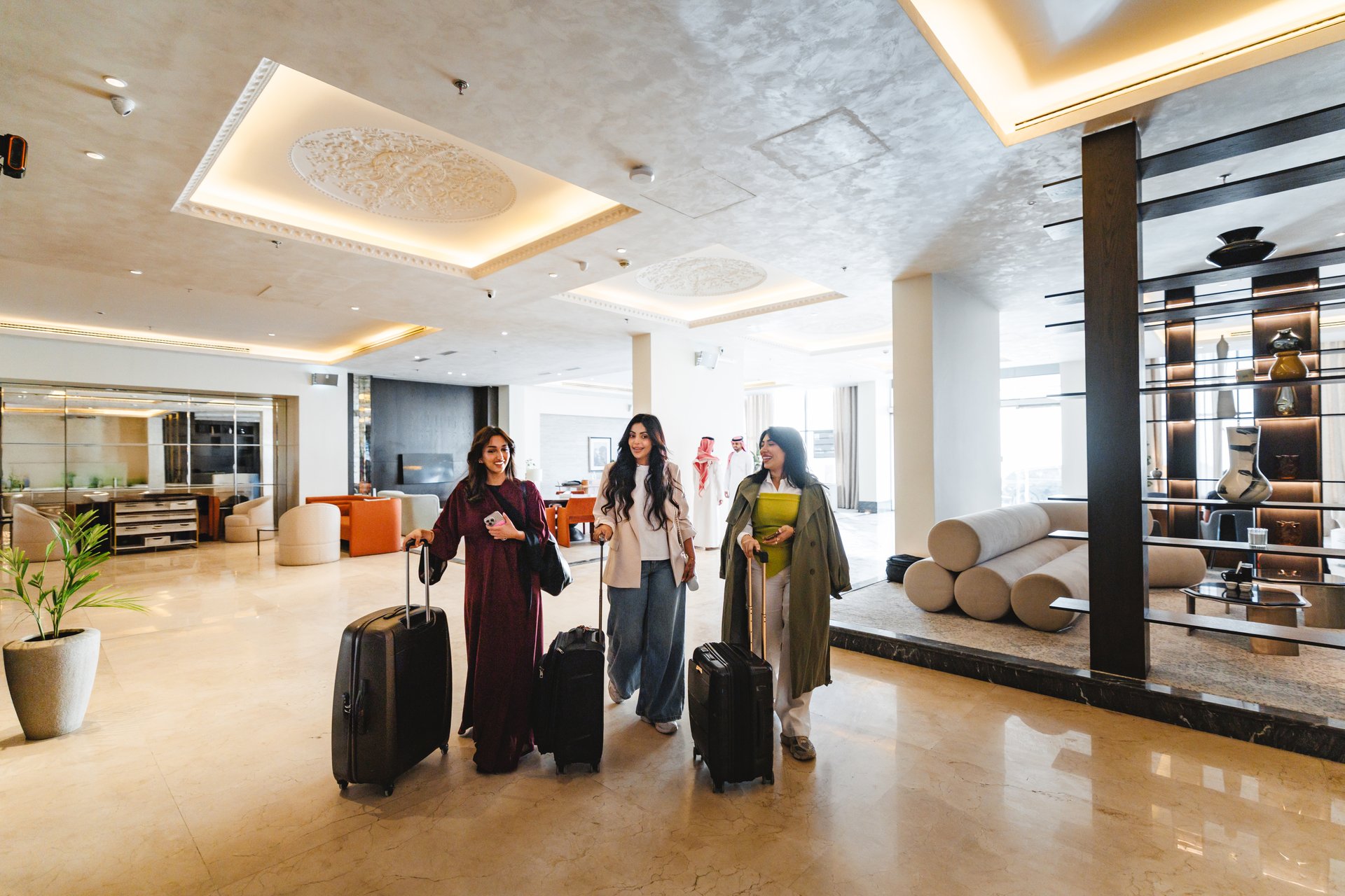 Modern hotel lobby with elegant interior