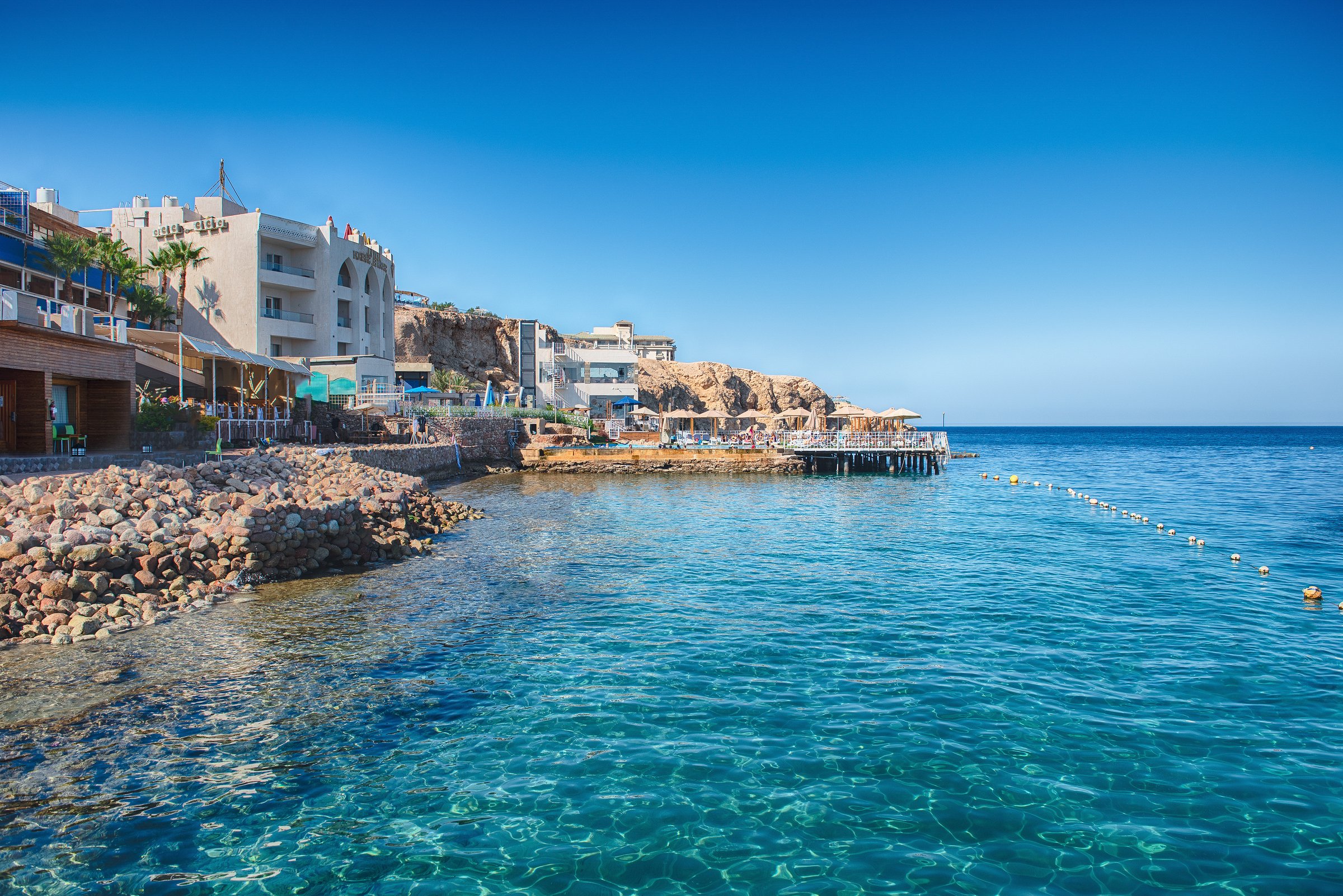 Scenic view from Naama Bay beach, Sharm el Sheikh, South Sinai, Egypt