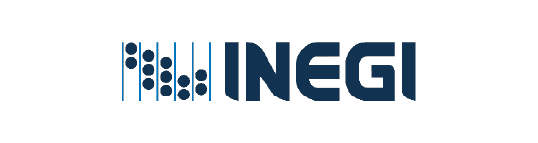 INEGI logo with stylized bar graph and dot pattern on the left.