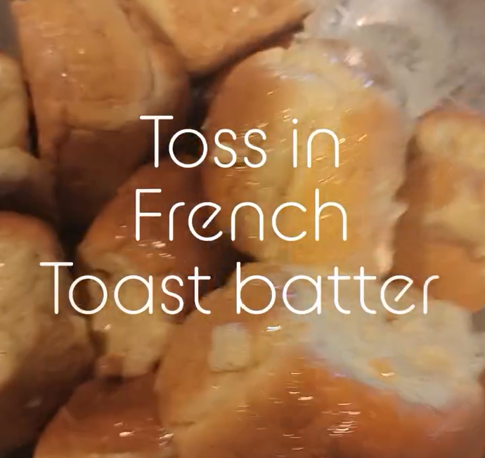 Dipping King's Hawaiian rolls in French toast batter