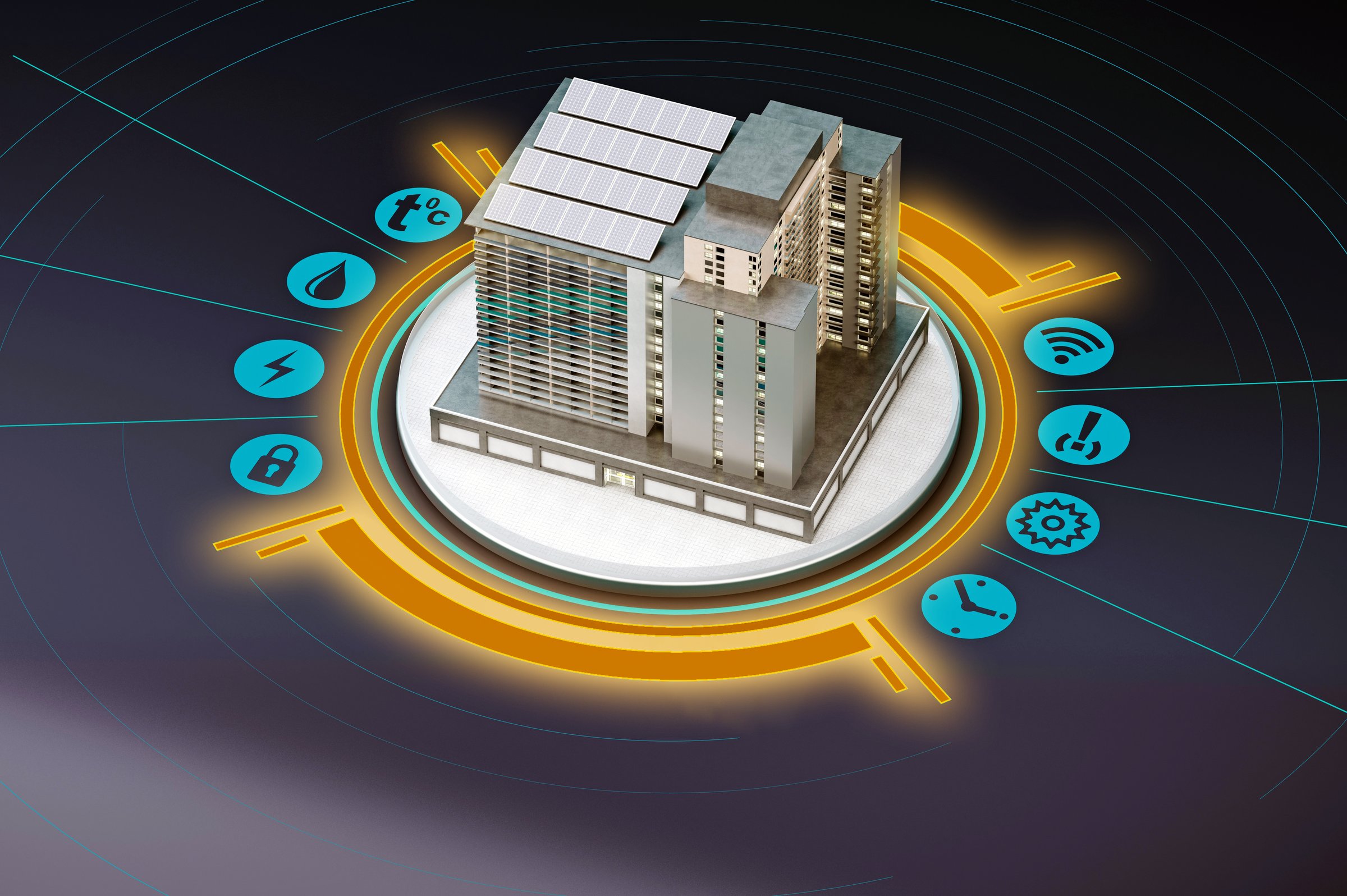 modern smart house with infographics. 3d rendering