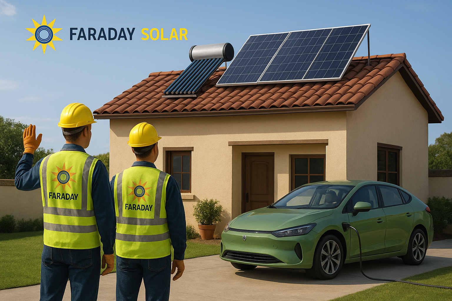 Casa con paneles solares y calentador solar - Faraday Solar