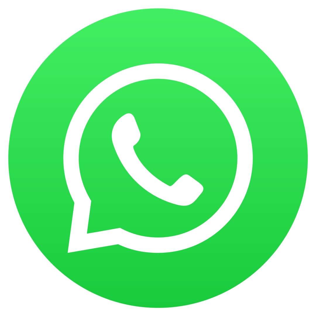 WhatsApp logo featuring a white speech bubble with a phone icon inside, set against a bright green circular background.