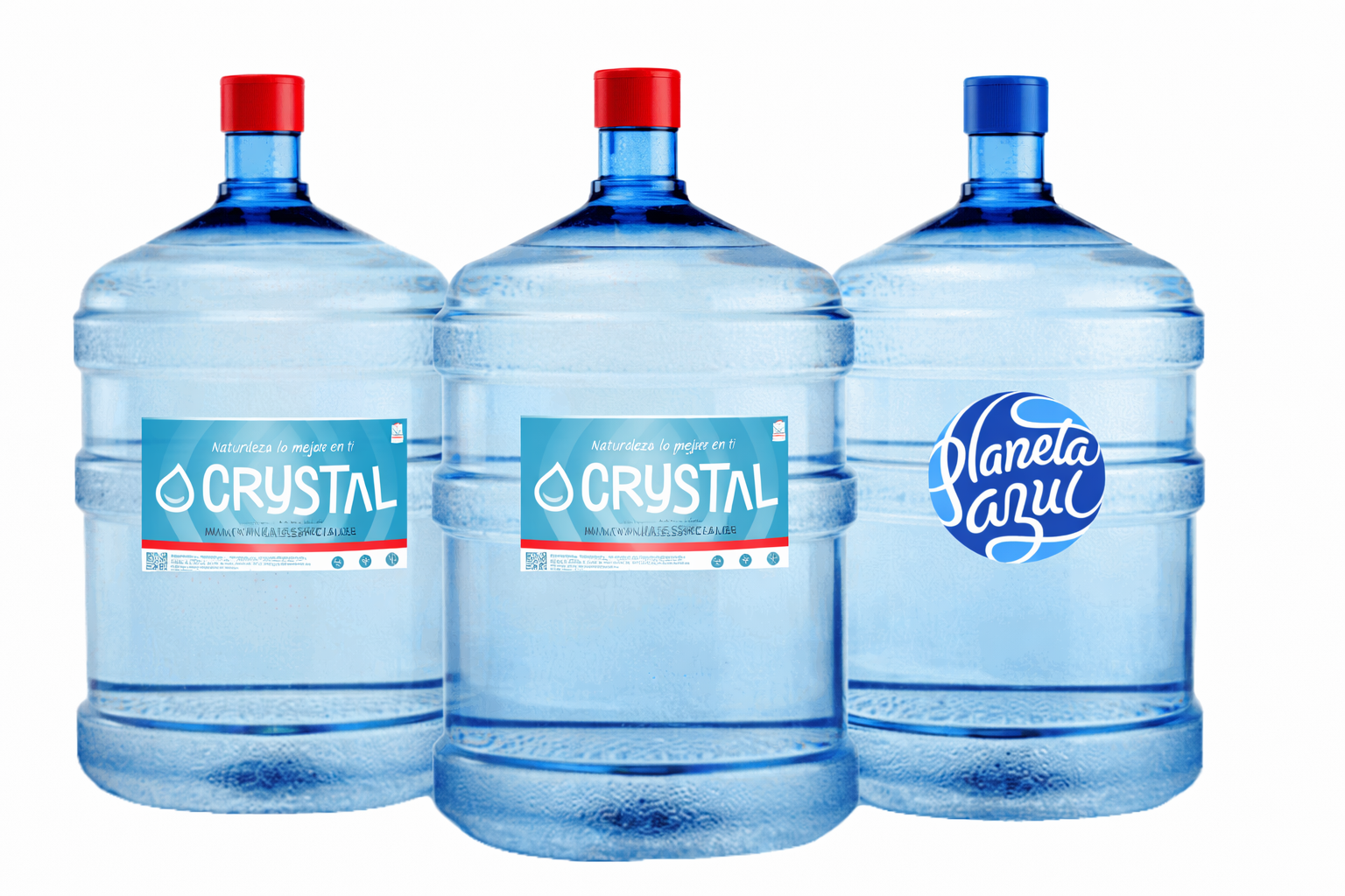 Botellas de agua cristalina