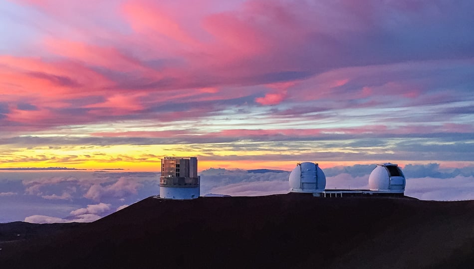 Mauna Kea observatories at summit in Hawaii