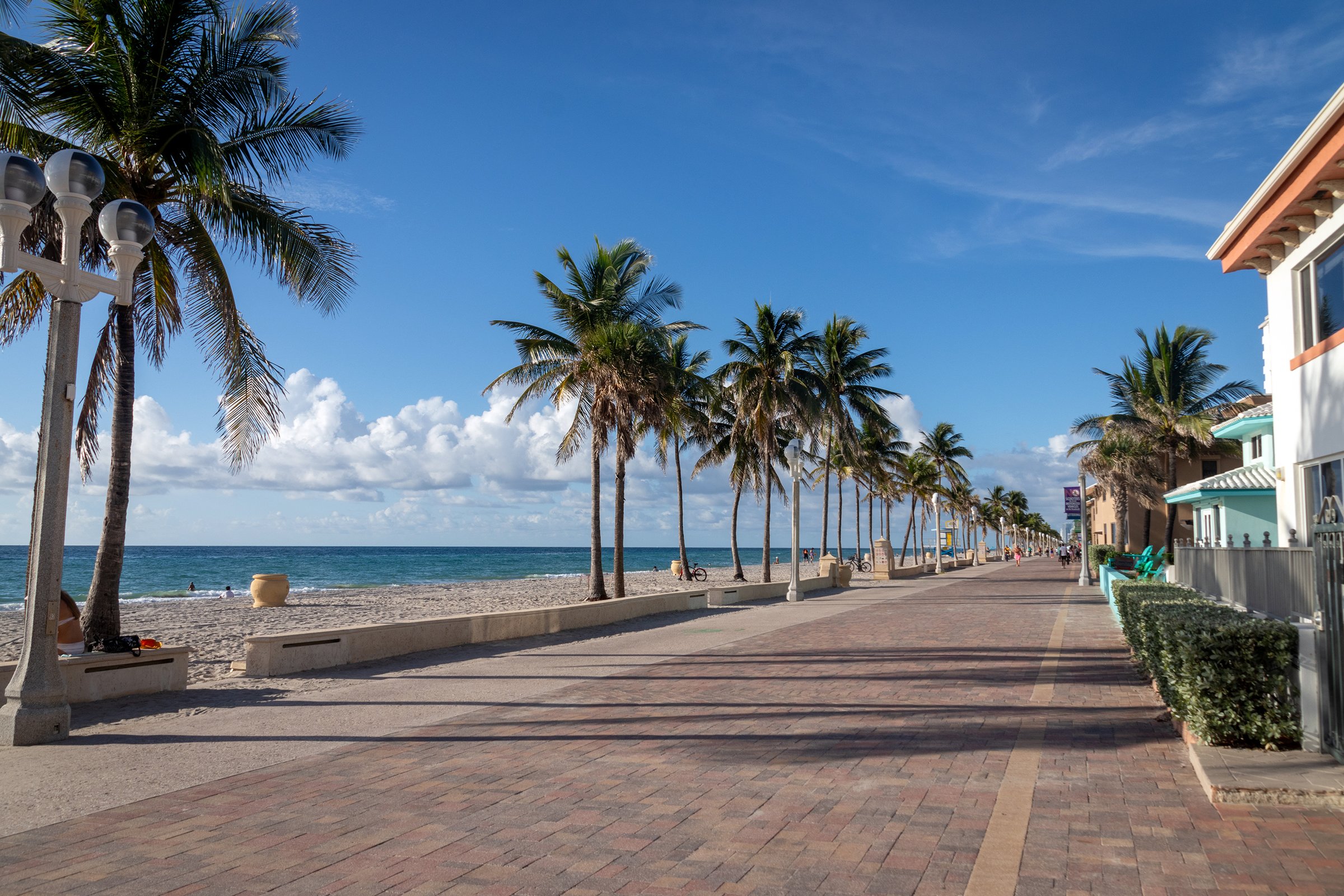 Hollywood beach Florida broadwalk sunny morning USA