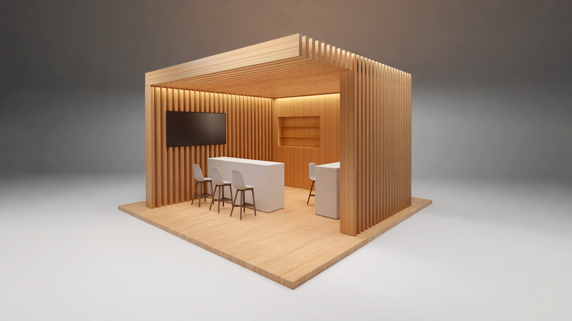 Empty Wood Exhibition Booth Mockup