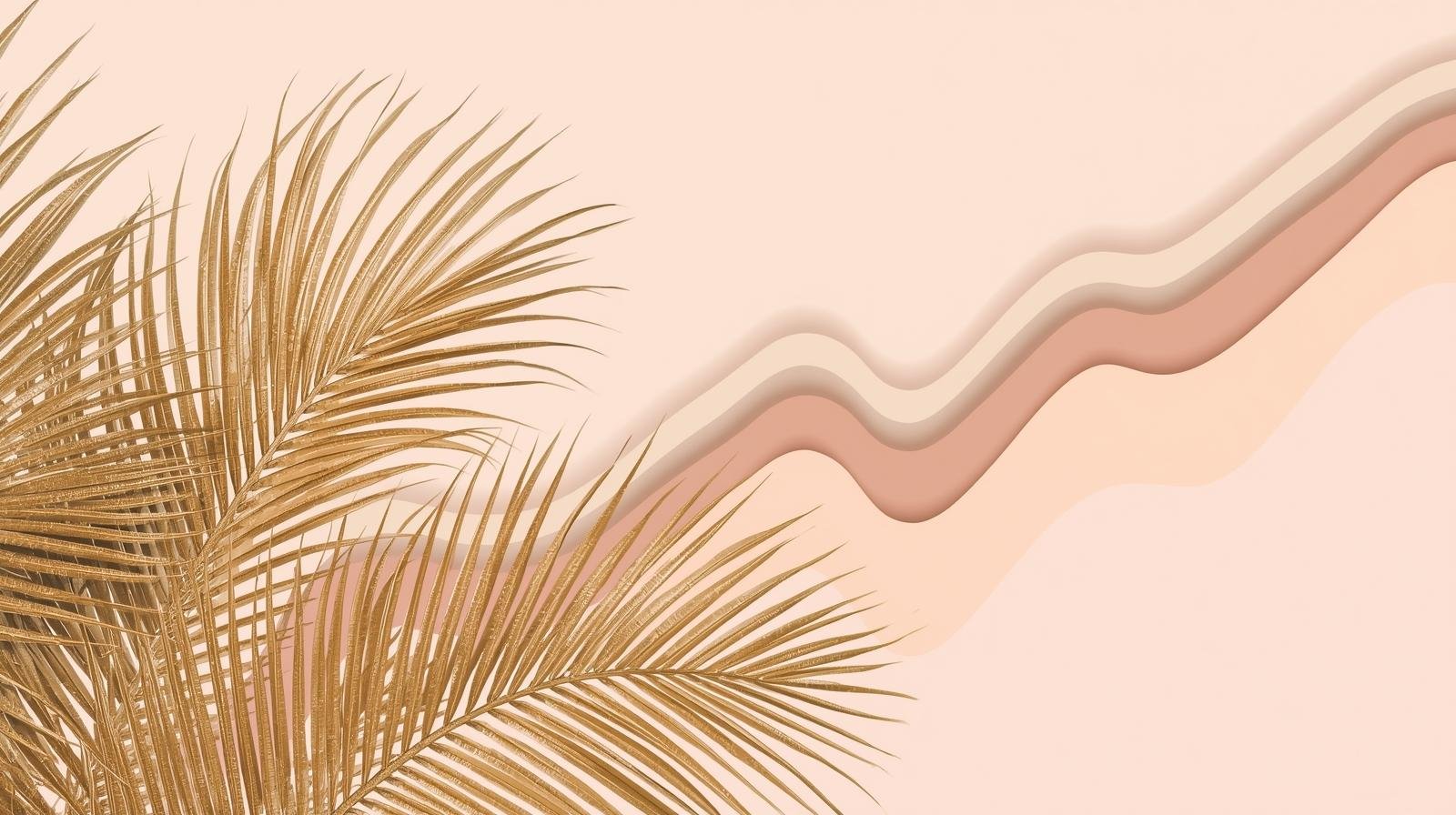 Luxe gouden palmbladeren met stijgende lijn grafiek in pastelkleuren