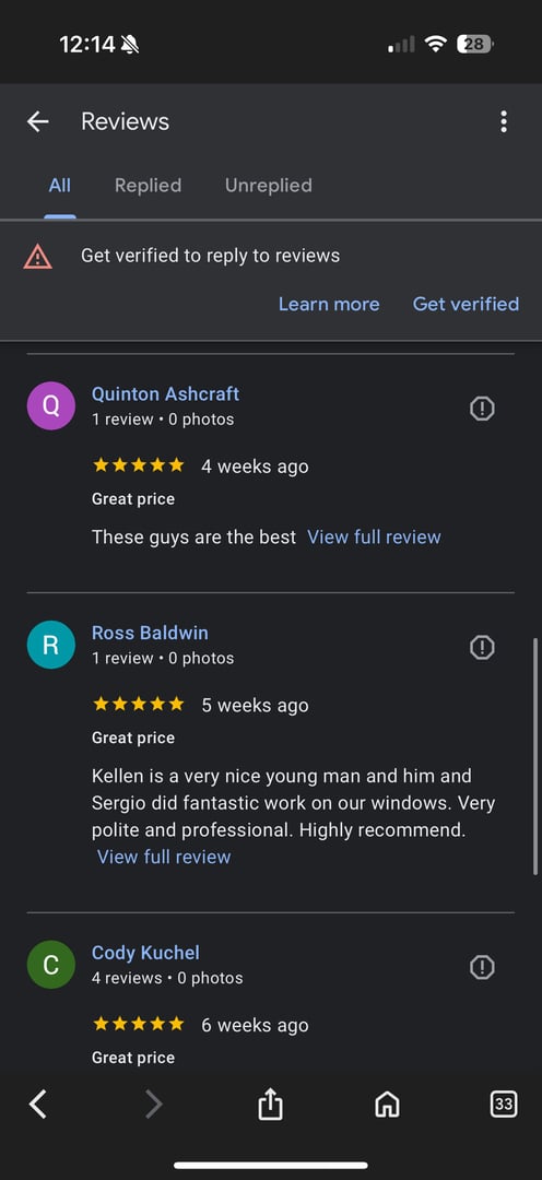 Excellent service review