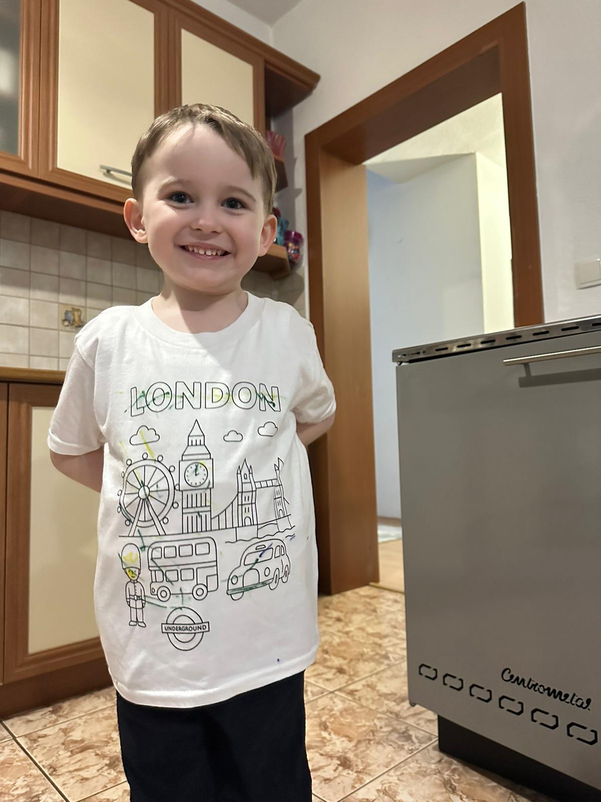 Roel wearing his coloured Colour Me London T-shirt