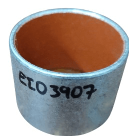 A metal cylindrical sleeve with the code E10 3907 written on its surface, showing an inner brown lining.