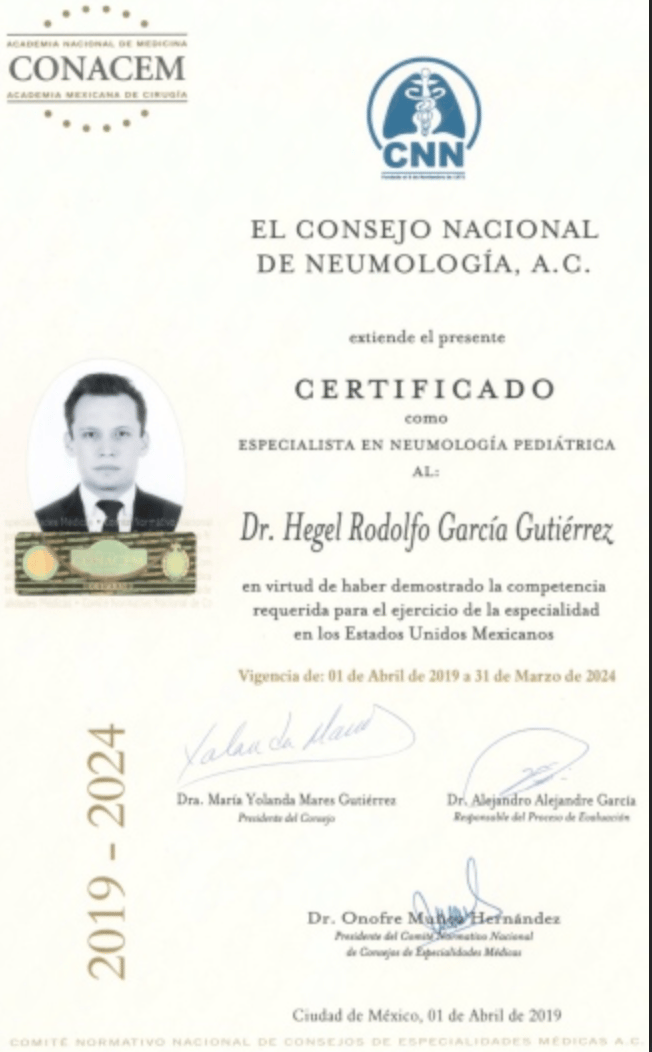 Certificación en Neumología Pediátrica