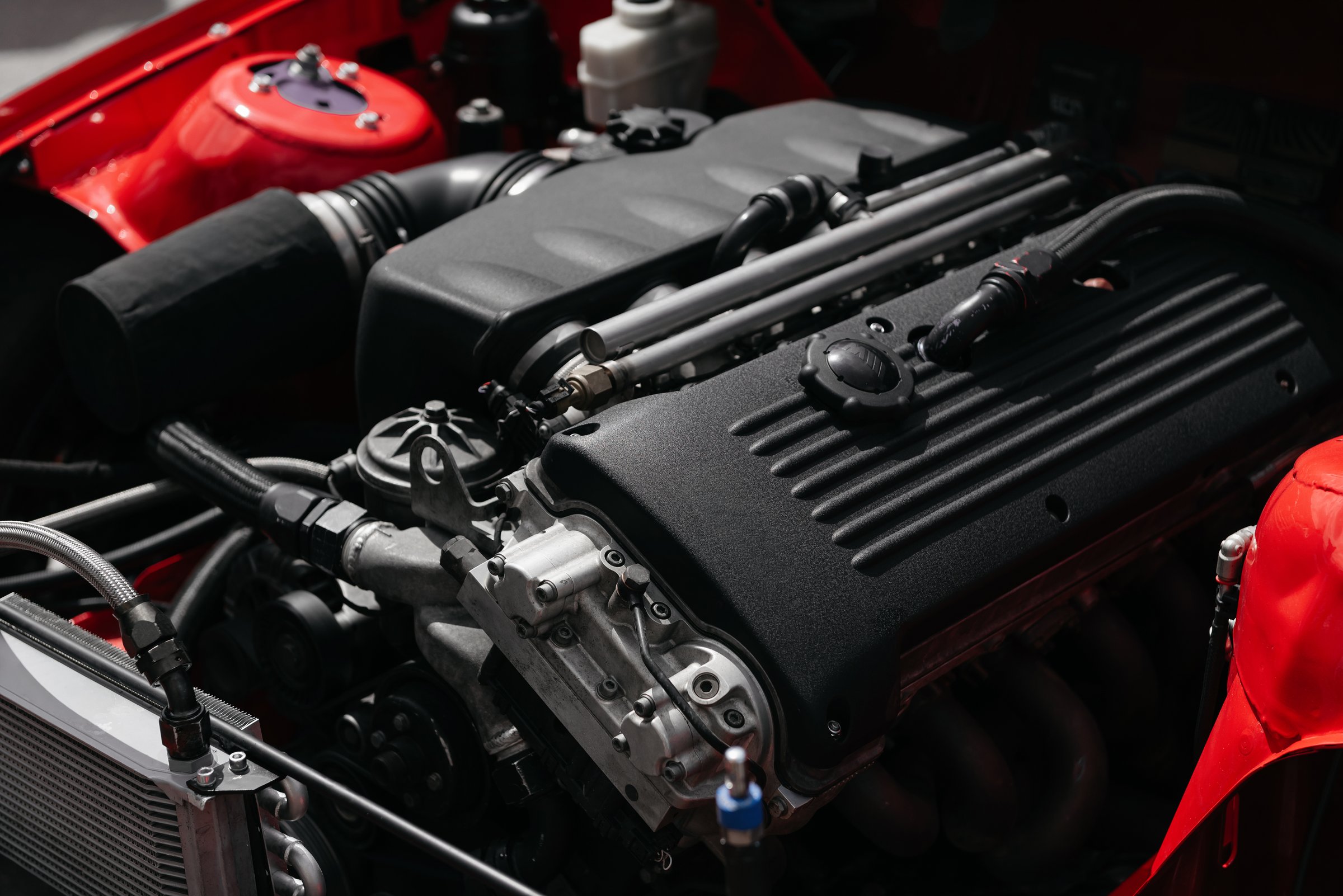 Under the bonnet of fast car with naturally aspirated inline six motor