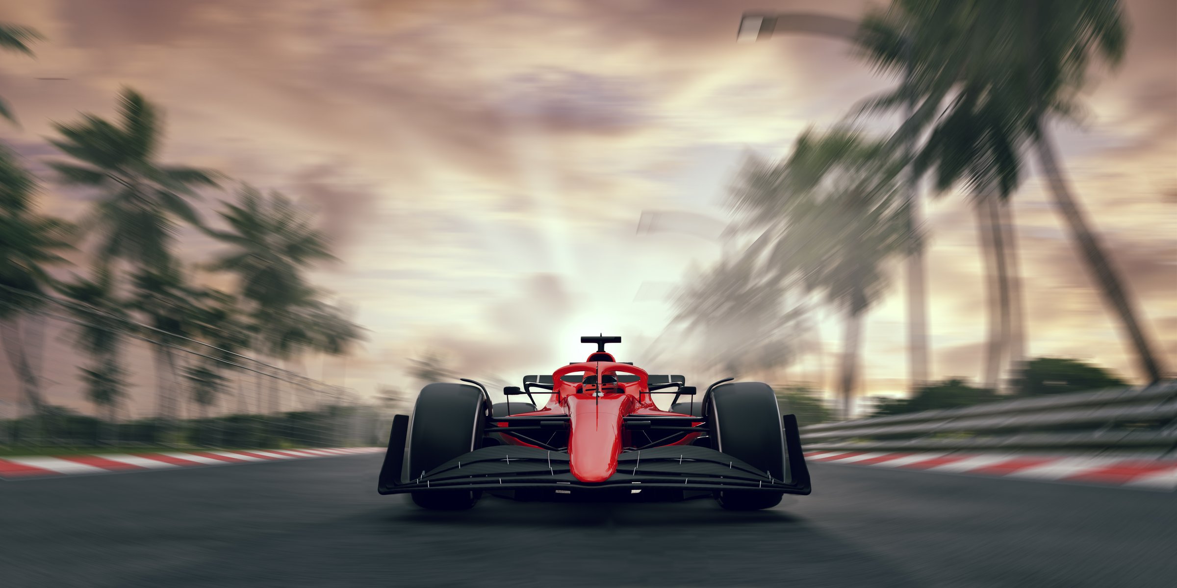 3D  Race cars on speed track.