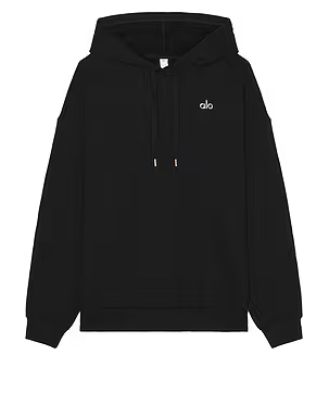 ALO Hoodie negro premium diseño minimalista