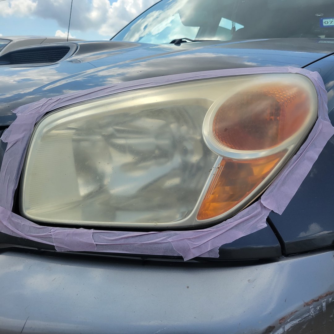 Before headlight restoration - cloudy and yellowed headlights