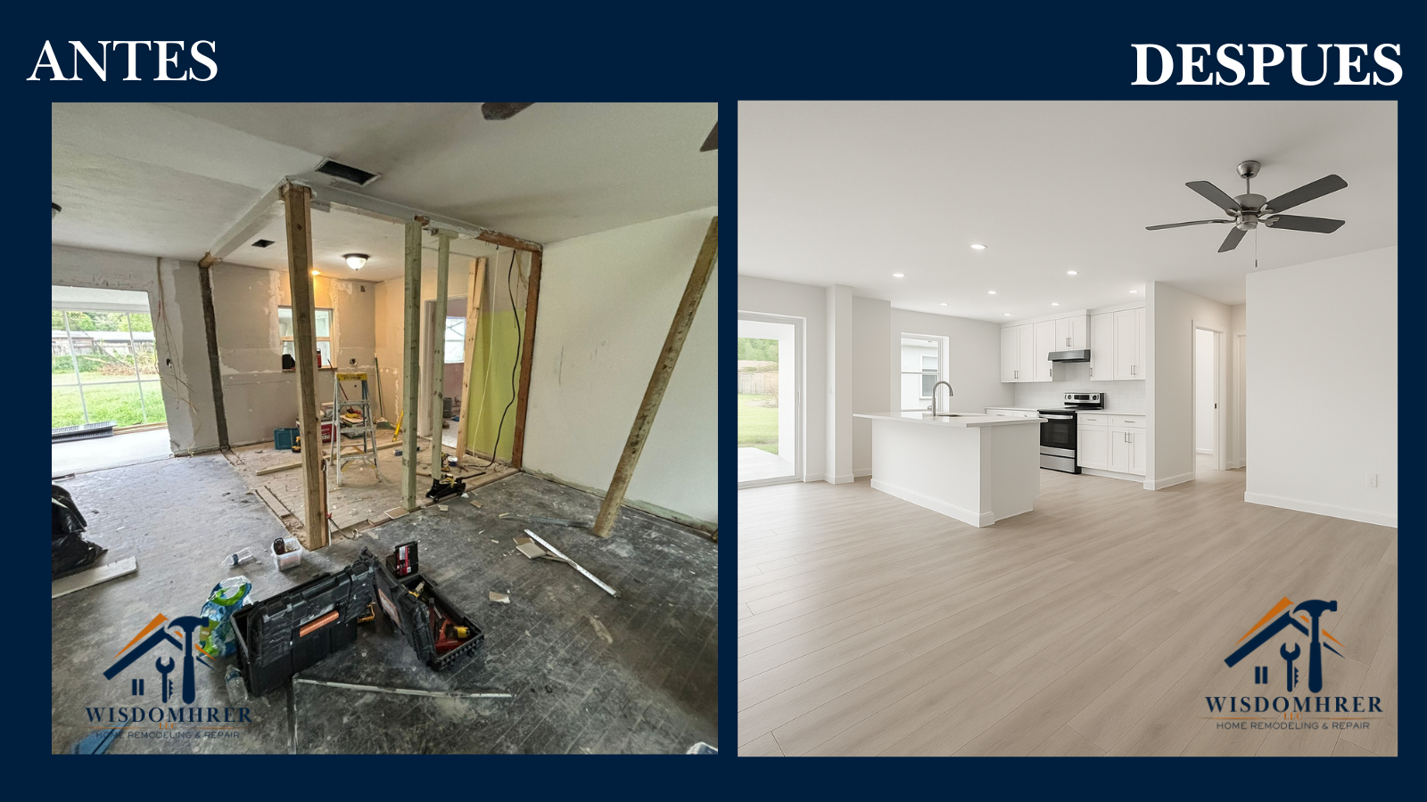 Proyecto de construcción antes y después