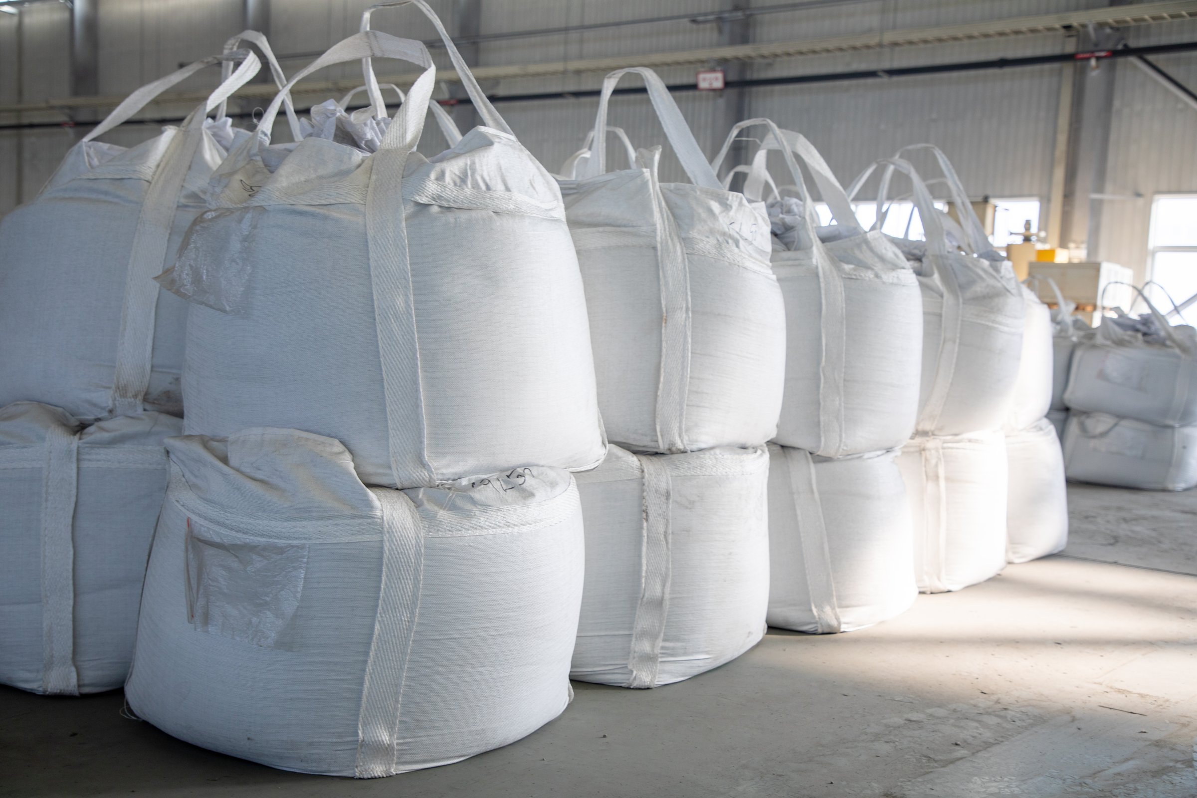 Big bag for plastic resin in warehouse factory delivery to customers