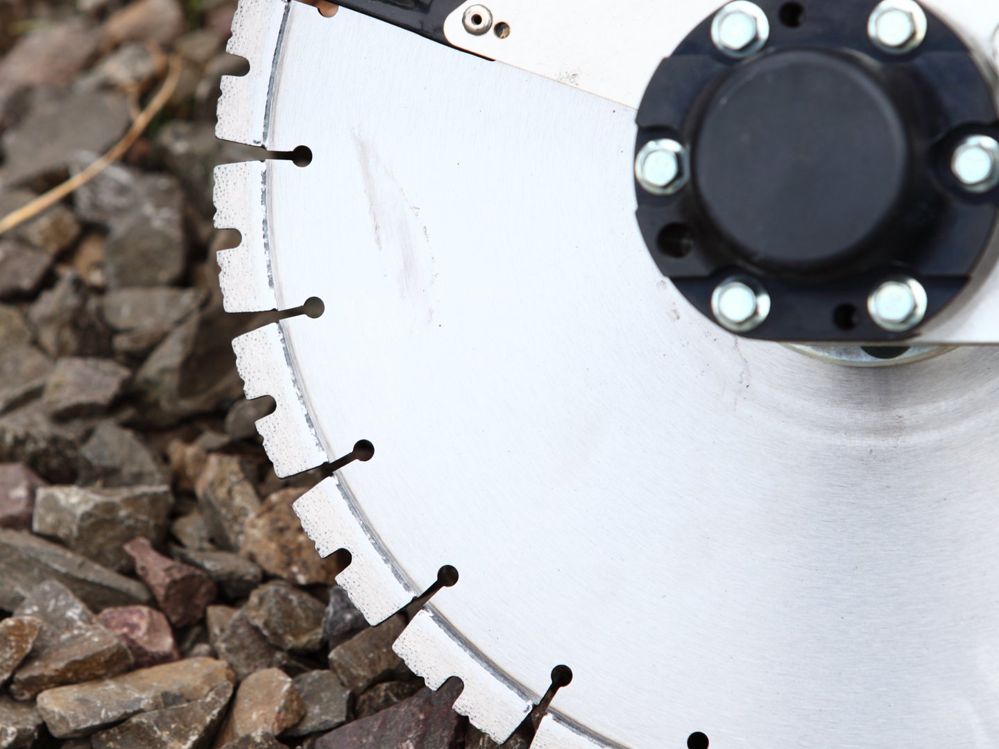 Construction machine circular saw blades concrete or asphalt cutter, industrial detail